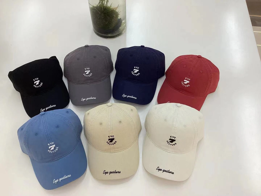 极简刺绣7棒球帽男女韩系百搭运动弯檐遮阳帽情侣显脸小鸭舌帽