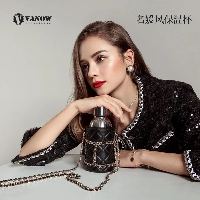 vanow智能测温高档保温杯富家千金高颜值女士专用水杯网红大肚杯