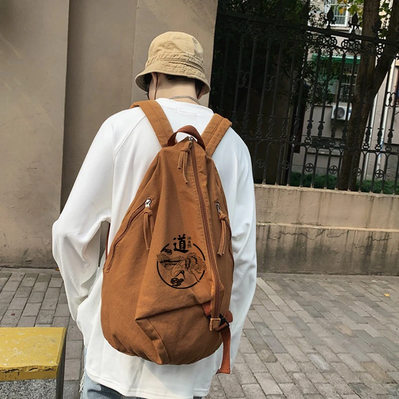 道法自然道家个性三角帆布背包可大可小双肩背包道包男女包高品质