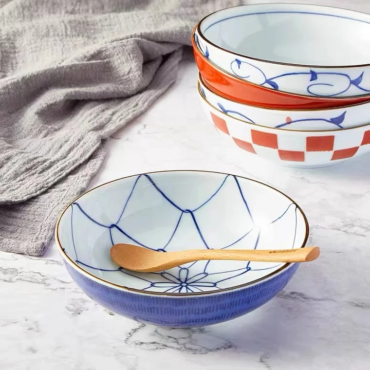 52630波佐见烧彩绘大碗沙拉碗釉下彩家用