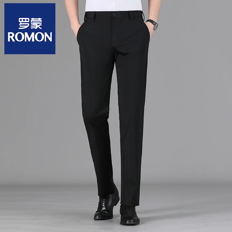 Romon/罗蒙男士夏季薄款休闲裤高弹力西装裤子男青年无痕裤子男裤