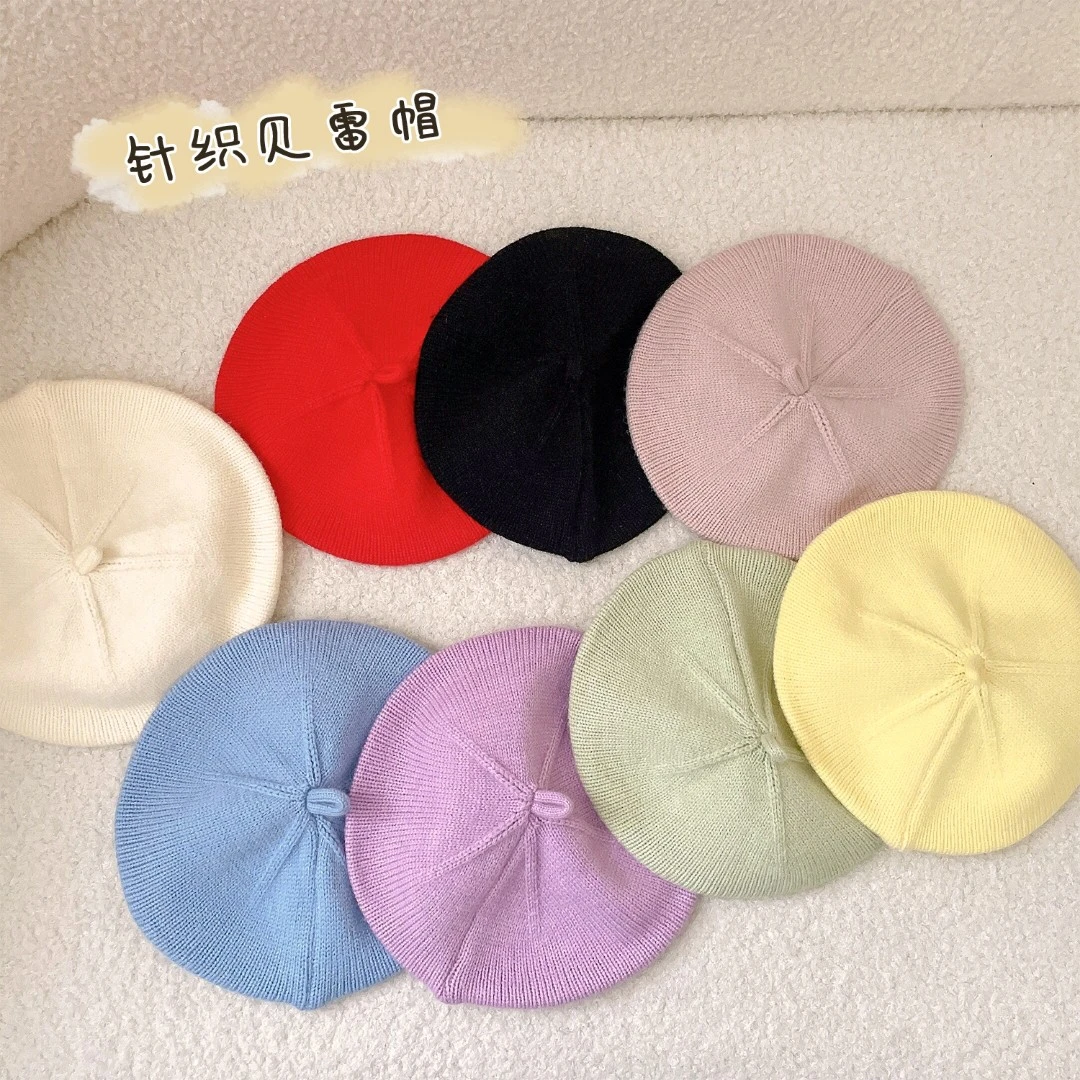 韩系可爱男女宝针织贝雷帽                            百搭儿童