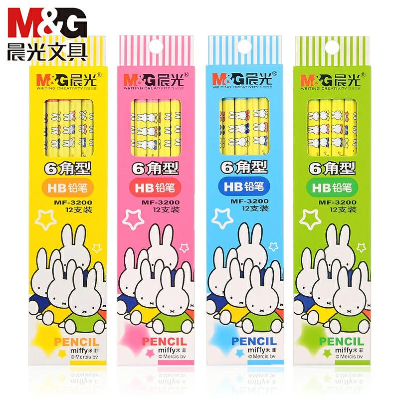 晨光铅笔米菲6角型12支装卡通铅笔学生文具米菲HB铅笔MF-3200学生