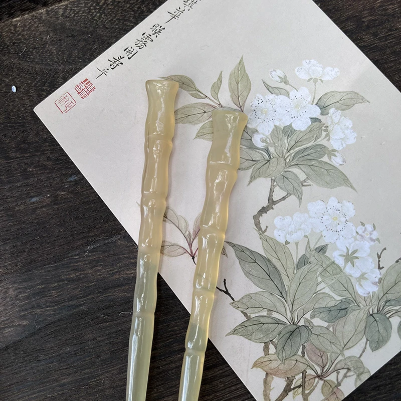 【绝版下架】耀如春华汉服古风发簪古典竹节发饰天然牛角