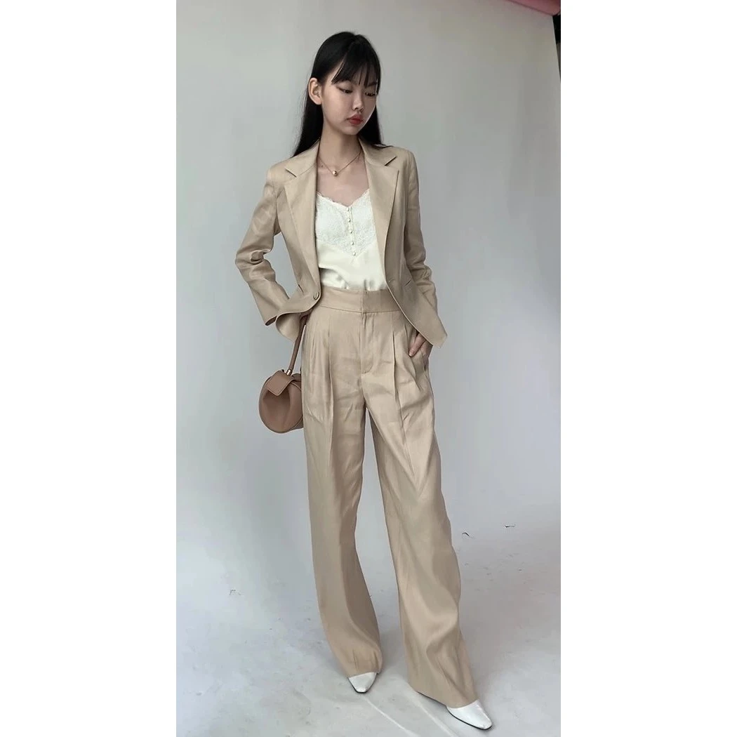 哥弟 高腰垂感显瘦阔腿裤（2色）1100400