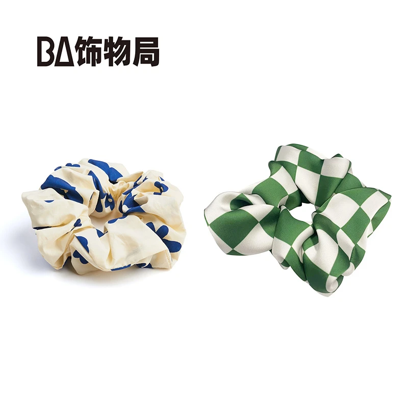 BA（两个装）BA饰物局棋盘格花朵发圈组合百搭简约