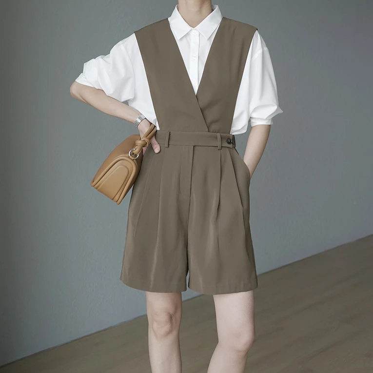 【流金岁月】chunxili／春熙里 原创设计 连体背带短裤K22111