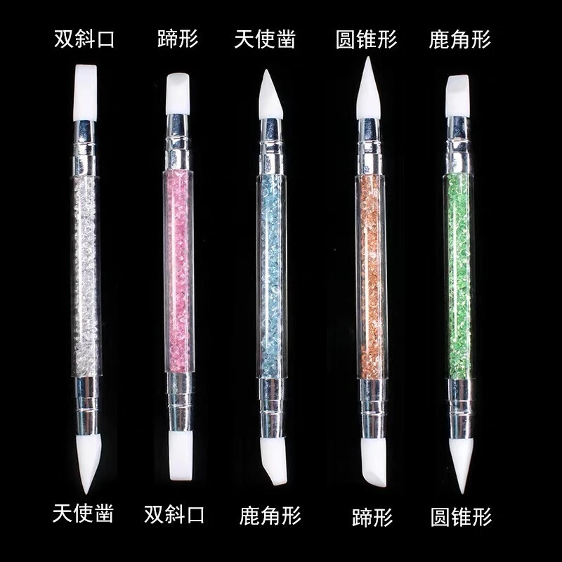 卡西蜜糖美甲雕刻笔贴花双头硅胶笔钻石水晶压花笔按压棒猫眼美甲