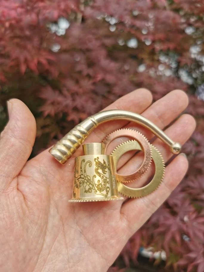 新品龍凤呈祥雕刻五件套烟斗配件!包铜内径25毫米!外径27毫米!