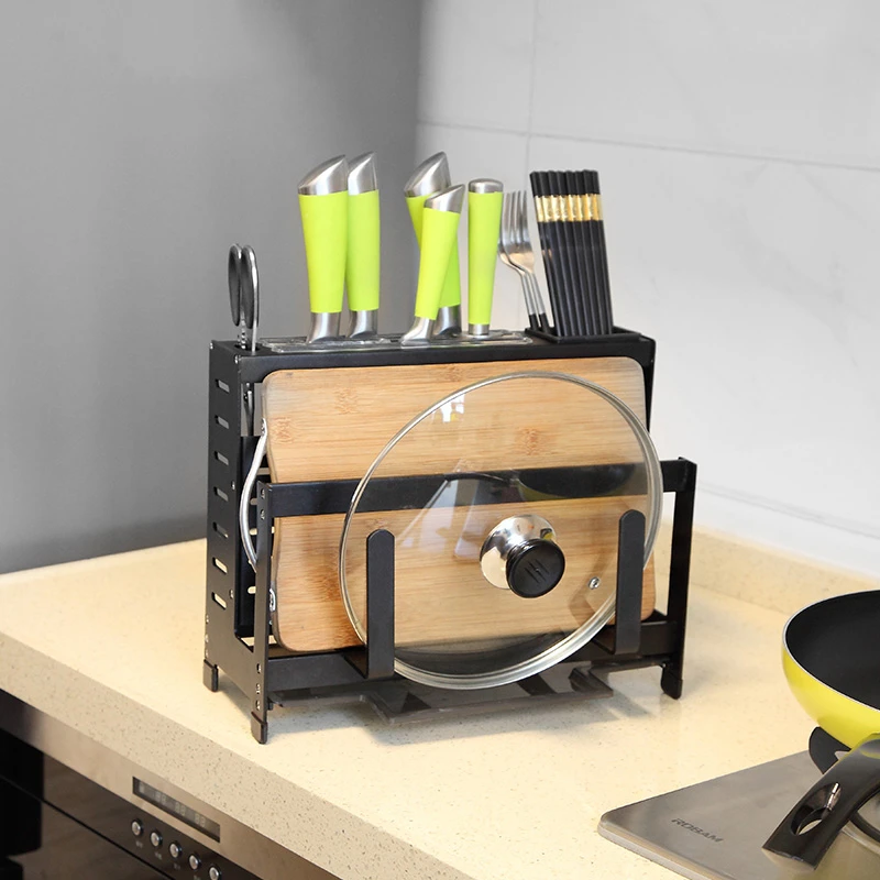 刀架落地式厨房置物架多功能台面收纳架子厨具用品一体菜板锅盖架