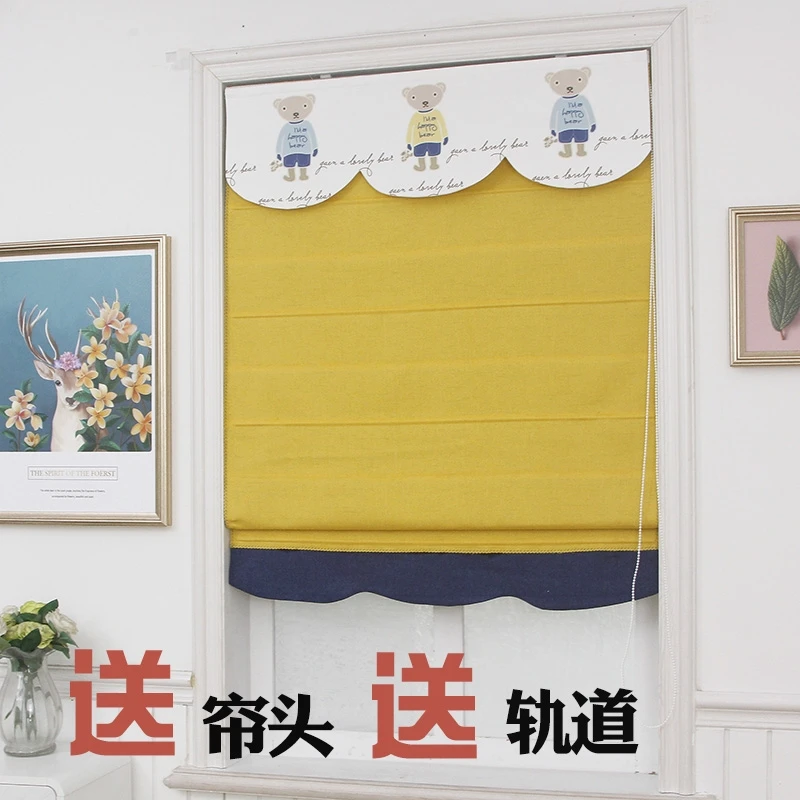 儿童房罗马帘平行罗马帘小窗卡通罗马帘手工卧室简约双层小窗帘