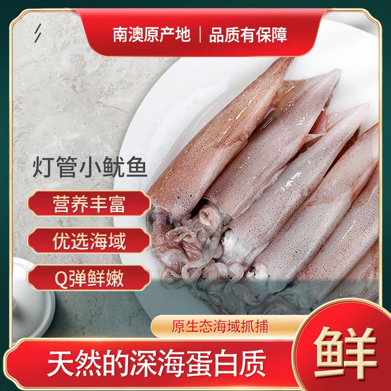 南澳岛灯光诱捕小鱿鱼3盒（1盒4到8条）400g/盒速冻小鱿鱼