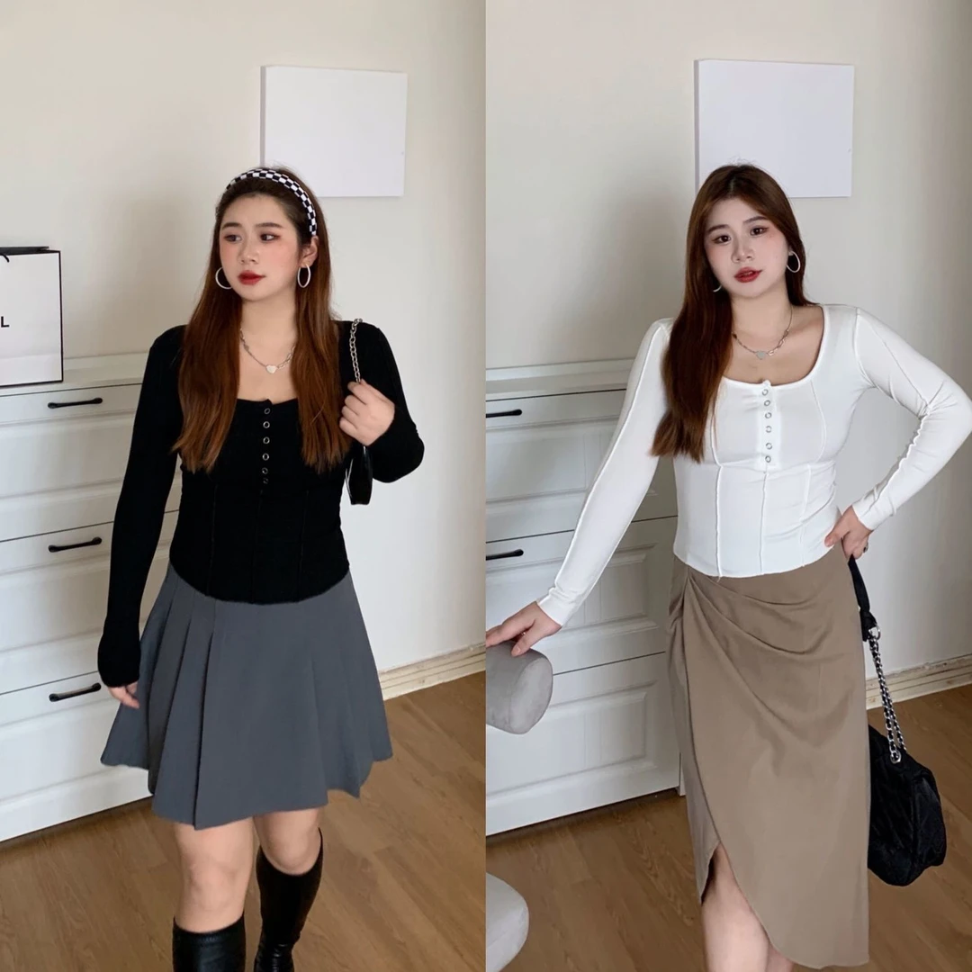 【小胖大码穿搭】春秋季新款小众打底衫纯色设计感长袖T恤女上衣