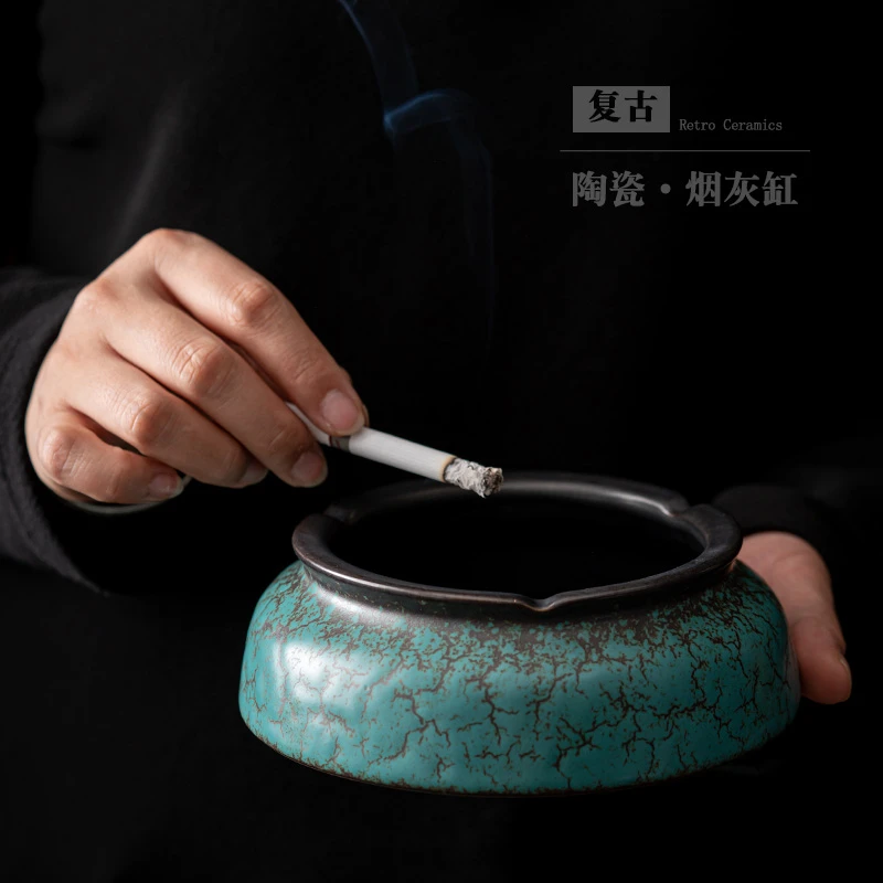 烟灰缸创意个性时尚潮流轻奢简约现代日式复古家用客厅餐桌防飞灰