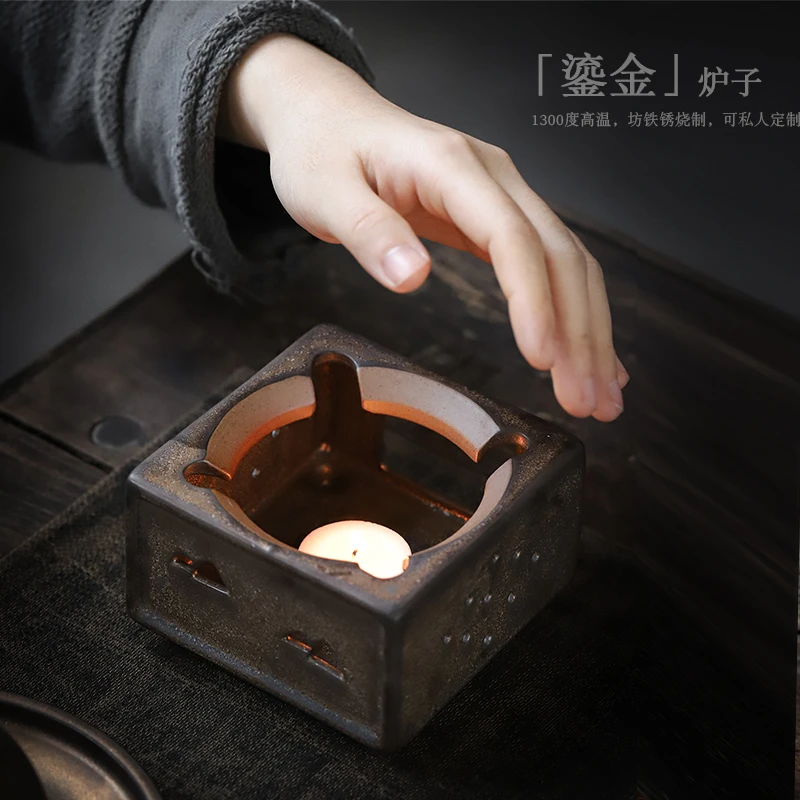 尚岩 复古温茶炉日式家用蜡烛加热炉恒温茶壶保温底座陶瓷温茶器
