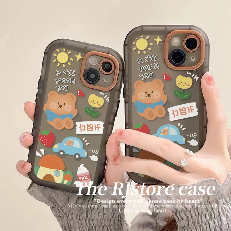 【苹果】卡通贴纸小熊iPhone11/12/13promax手机壳xr透明7/8p套软