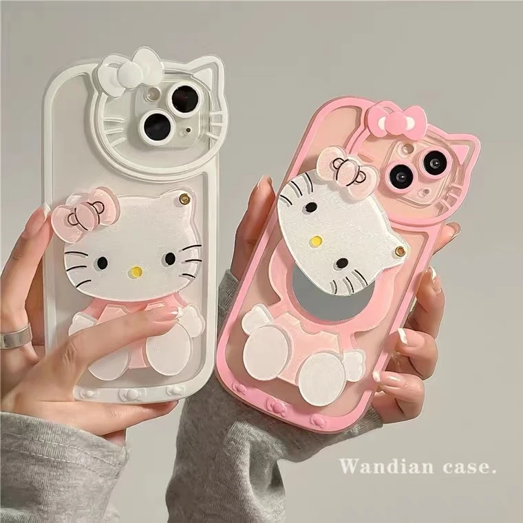 【苹果】KT补妆镜猫咪iPhone13手机壳11女12promax软xr套7/8plus