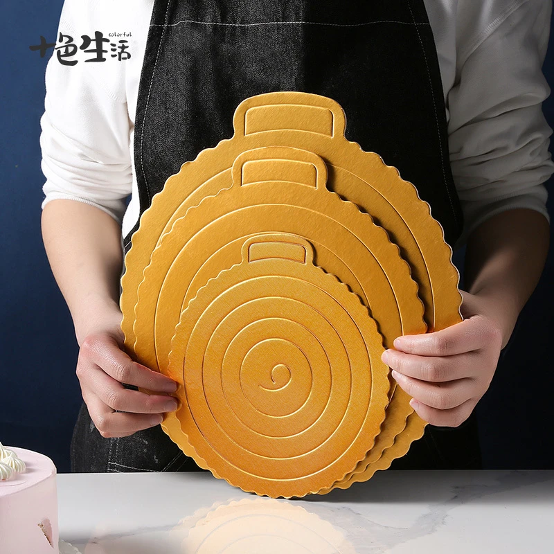 金色蛋糕垫 圆形生日芝士蛋糕底托点心小慕斯垫6 8 10寸硬纸垫