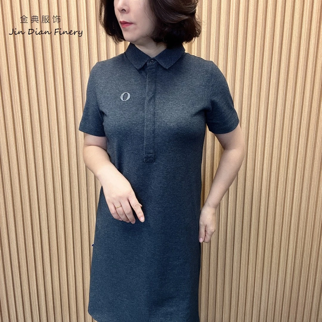 “O”系列翻领POLO短袖连衣裙     刺绣显瘦女士气质休闲款连衣裙