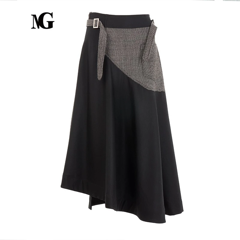 【B99官方旗舰店】女士黑色中长款中腰甜美春季宽松半裙WFWKA3307