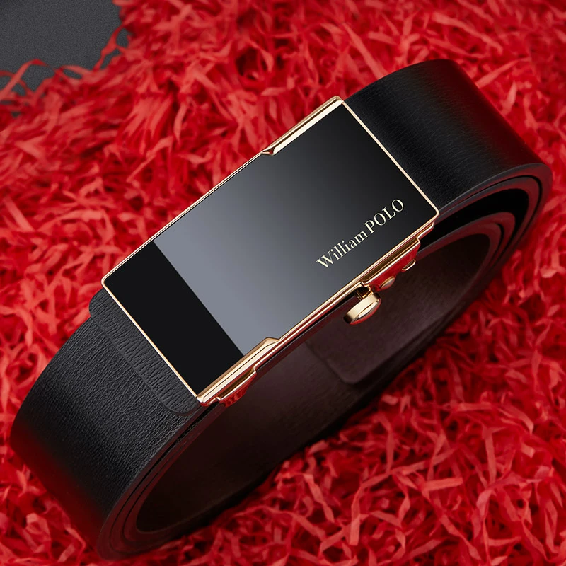 英皇保罗皮带男款无牙自动扣真皮腰带纯牛皮青年休闲新款内穿裤带