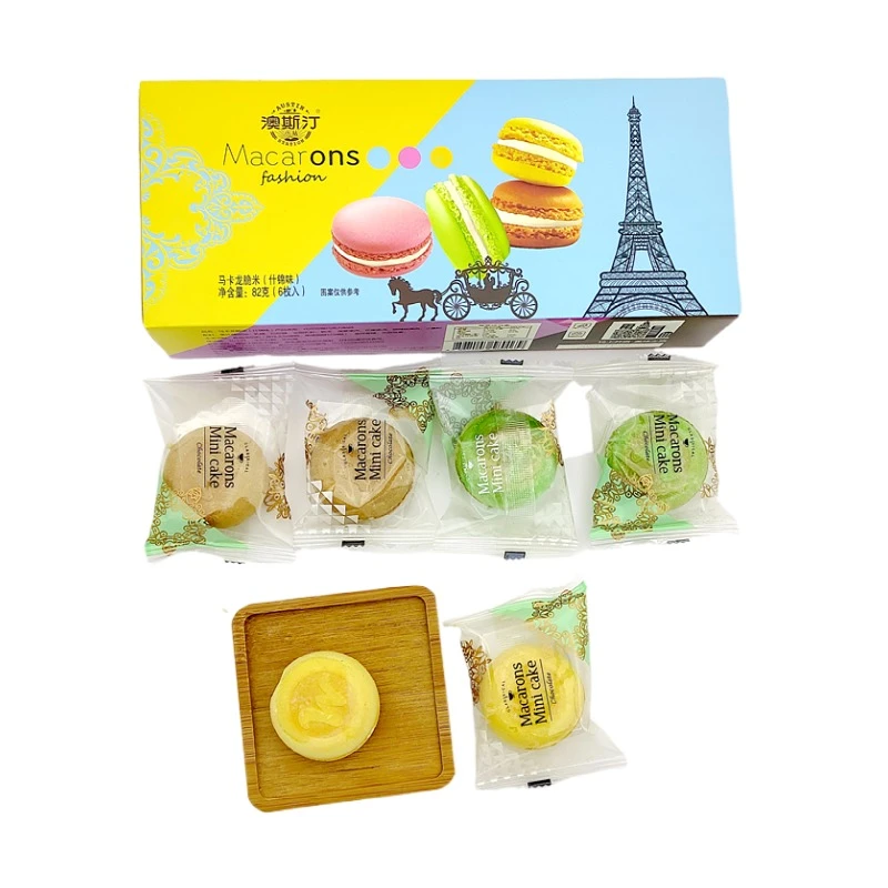 澳斯汀马卡龙脆米什锦味82g盒装西式糕点水果夹心蛋糕休闲小零食