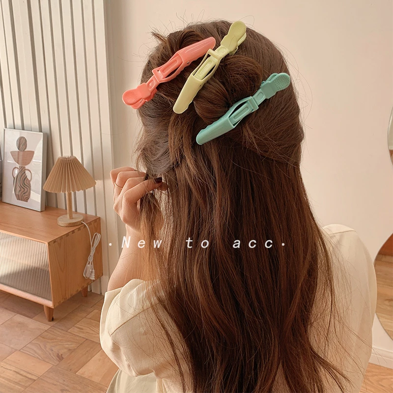 美发无痕发夹鸭嘴鳄鱼发卡侧边定位夹理发化妆师专用鸭嘴发夹网红