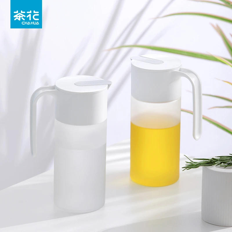 茶花油壶自动开合玻璃小油瓶油罐厨房家用酱油醋调料瓶防漏装油壶