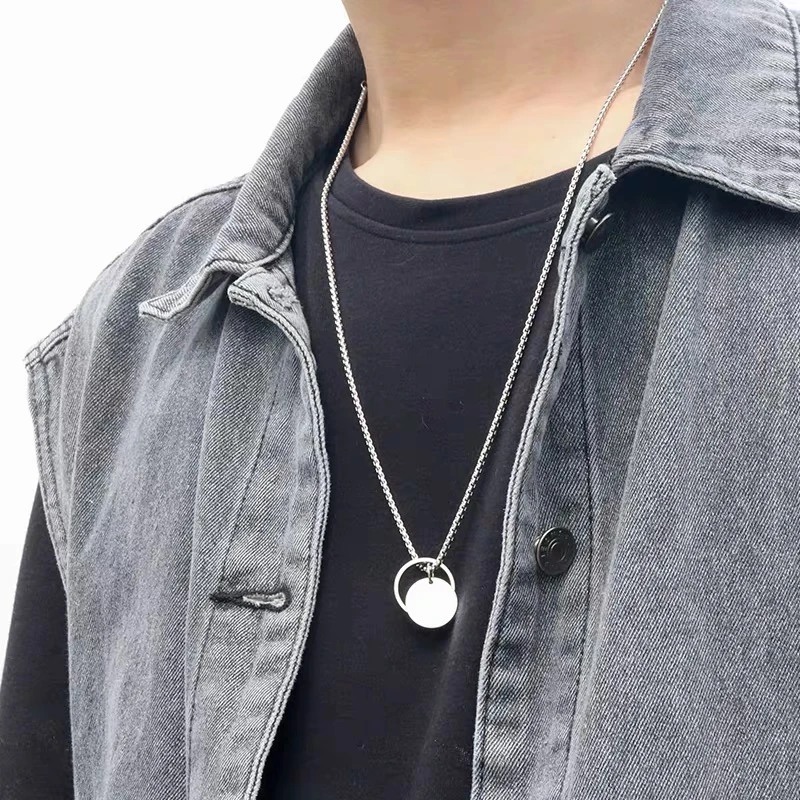 梵亚格 不锈钢吊坠 圆圈小众简约项链潮ins冷淡风高级感嘻哈配饰