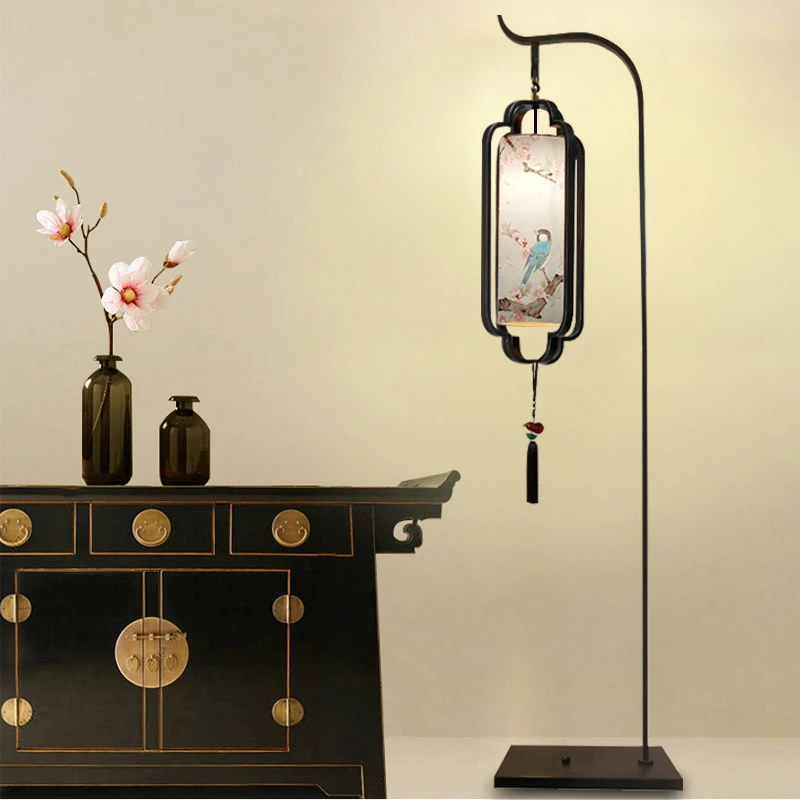 新中式落地灯卧室客厅沙发书房酒店创意大气古风国风印画灯
