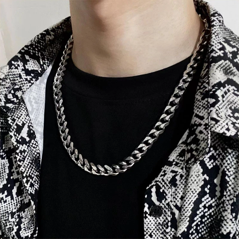 钛钢项链 欧美古巴链子hiphop男女潮流ins嘻哈夸张不掉色高街粗款
