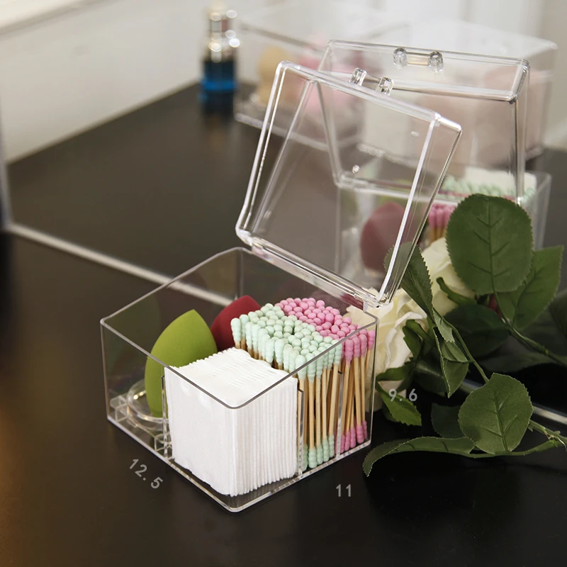 卸妆棉棉片棉签收纳盒牙签牙线盒美蛋置物架化妆品小物件整理透明
