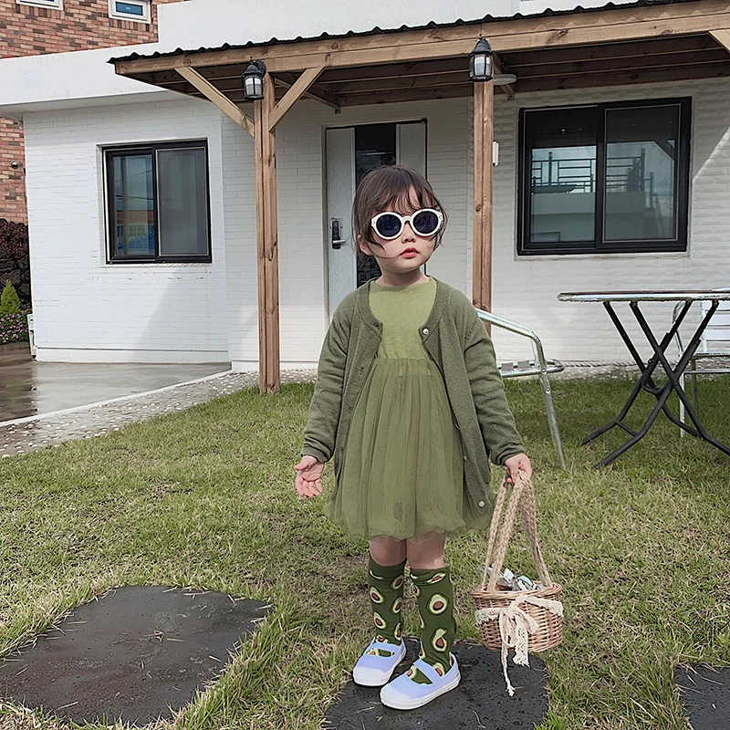 【现货3-6】幼悠女童长袖洋气纱裙春秋时尚休闲公主网纱连衣裙 5629