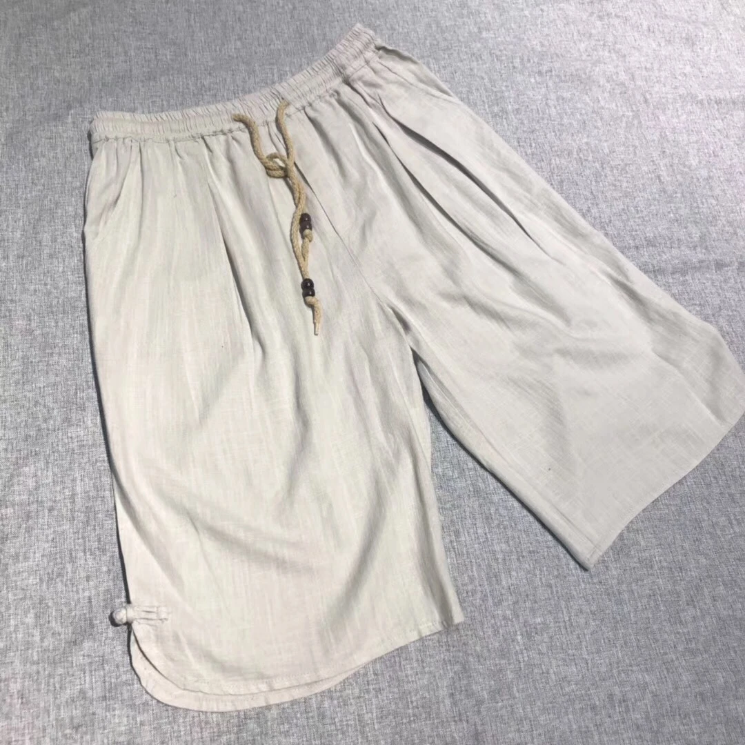 简一中国风665夏季一盘扣棉麻短裤中式男装