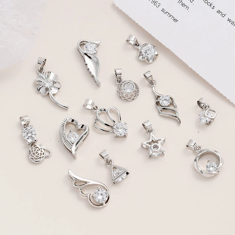 铜合金吊坠 幸运项链吊坠女款简约百搭银色颈链梅花水滴四叶草