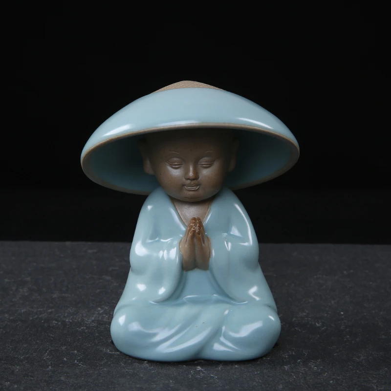 凝香阁 茶养开片天青汝窑小沙弥茶漏过滤禅意小和尚茶宠 茶具配件