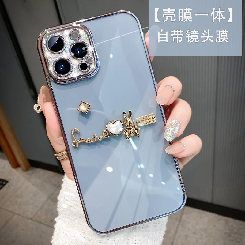 【苹果】新款iphone13/14自带镜头钻  水钻横排小配件 全包防摔壳