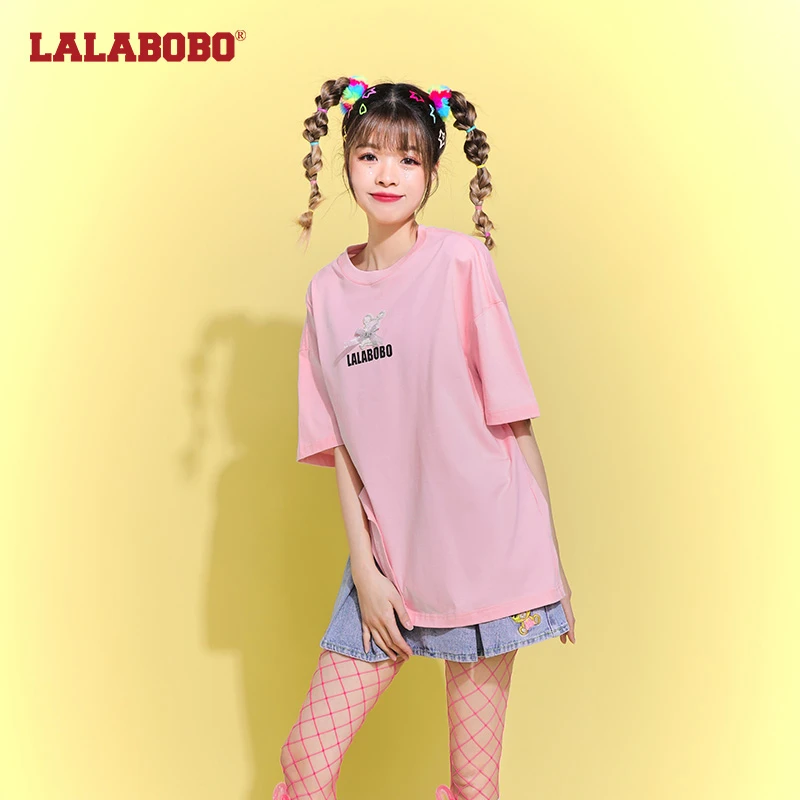 石家庄春季新品蝴蝶结小熊亮片绣宽松T恤L22A-WSDT16