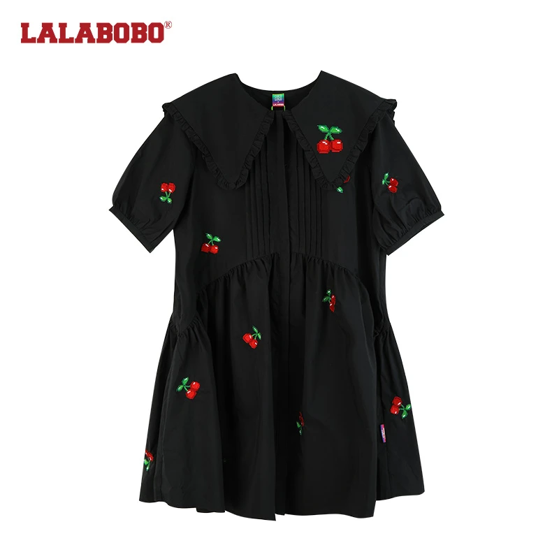 石家庄（瑕疵品不退不换）新款樱桃大翻领连衣裙L22B-WLZY35