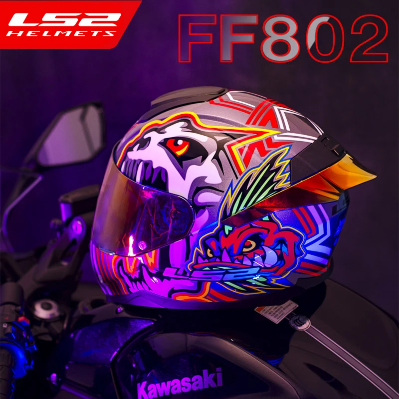 LS2摩托车头盔机车男女四季通用防雾全盔送蓝牙耳机大尾翼ff802