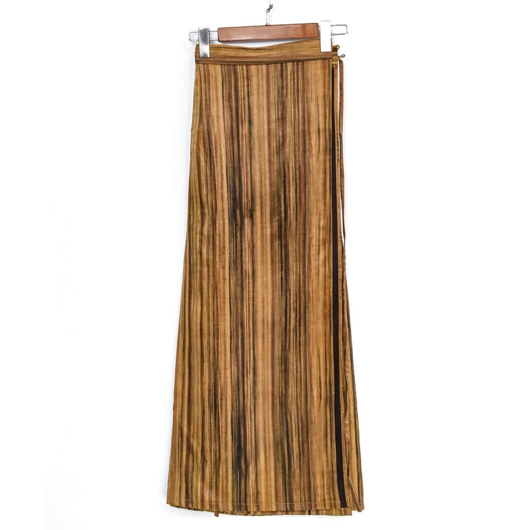 金色条纹香云纱裹裙
