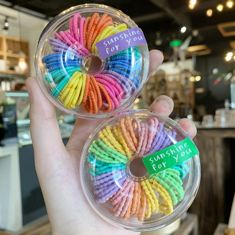 彩色螺纹皮筋儿童发绳60只盒装