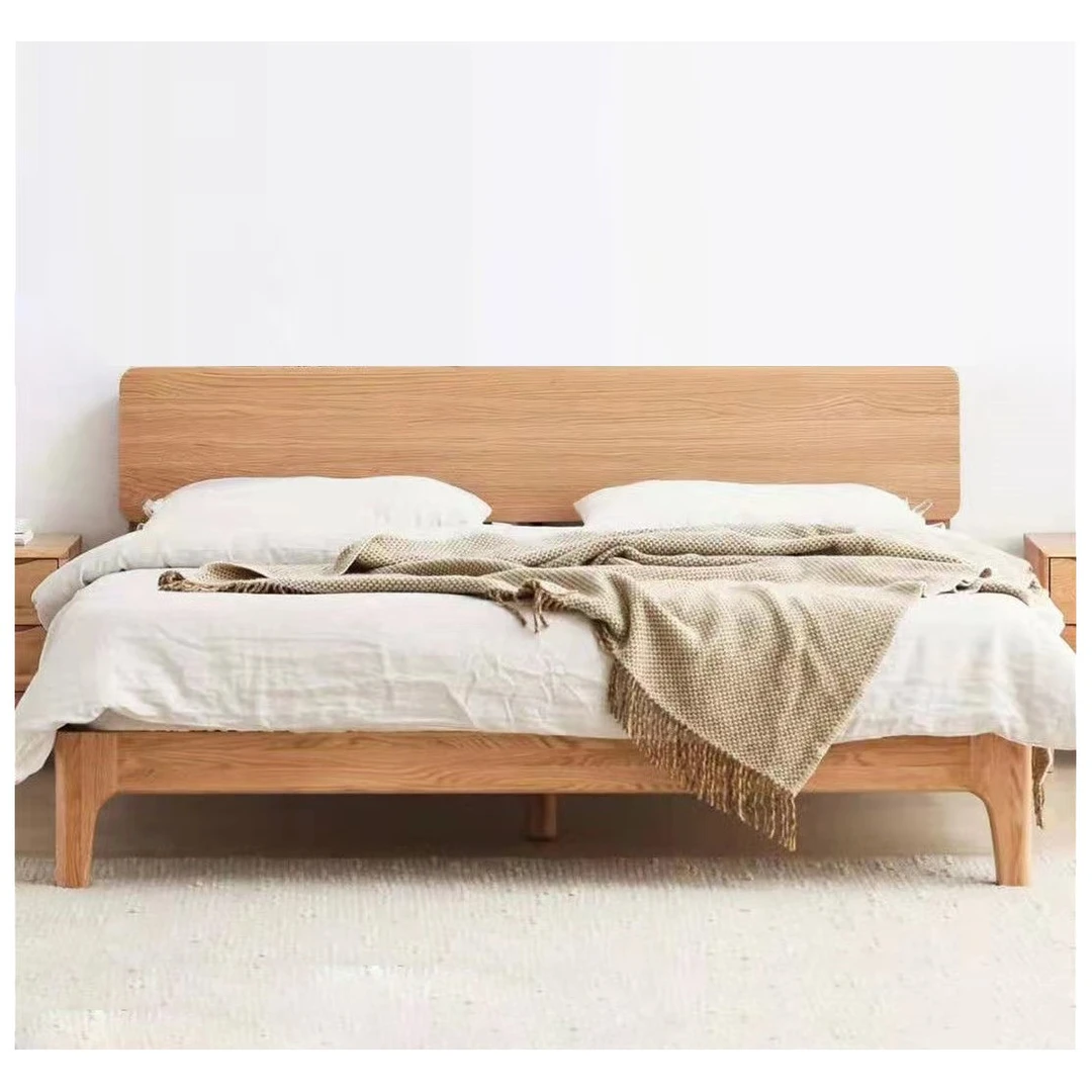 北欧简约现代主次卧室家具组合套装双人全实木橡木大床