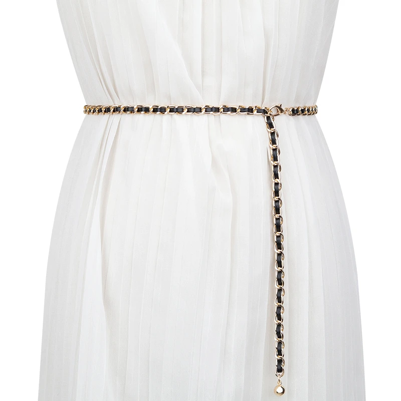 小香风腰链黑色装饰简约百搭时尚裙带配饰金属腰带链条配连衣裙子