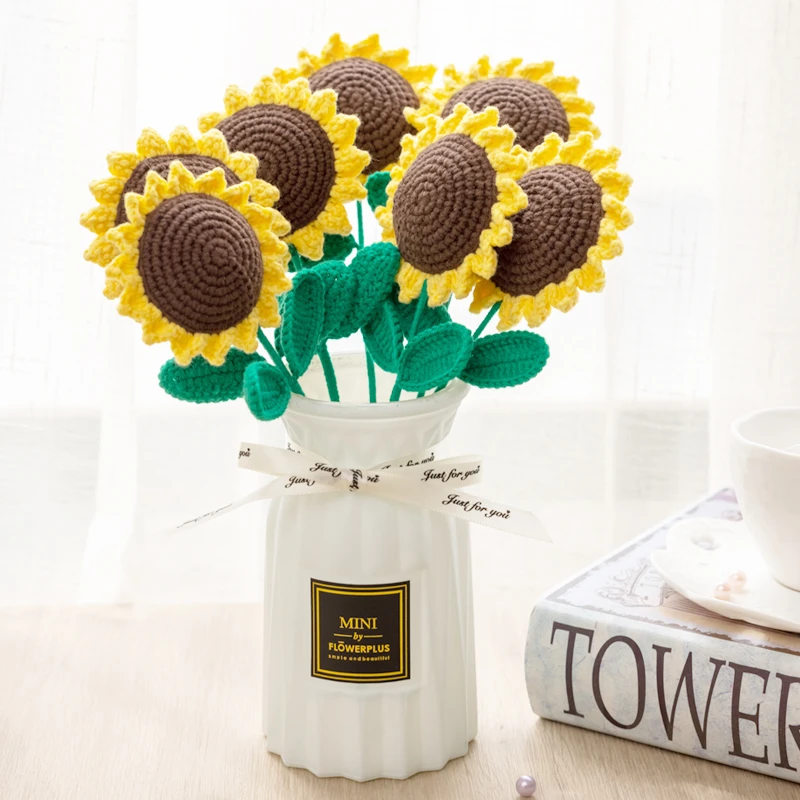 【胖森材料包·花束】母亲节教师节向日葵牛奶棉绒毛线花钩针材料包