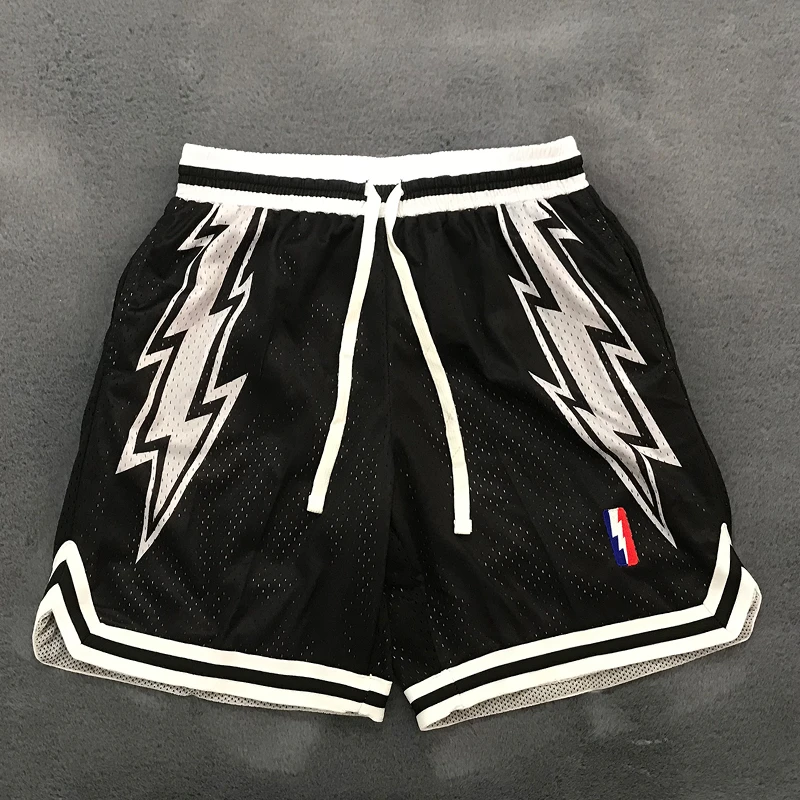 夏季美式篮球篮球裤汤普森库里网眼闪电刺绣高健身训练运动四分裤