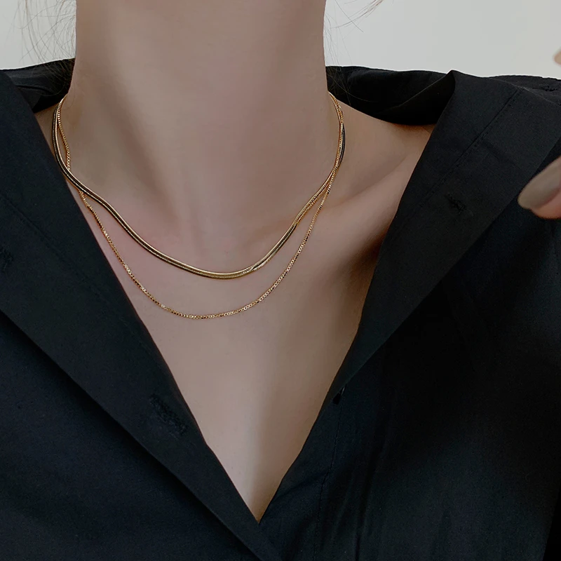 铜合金项链 小众设计感项链女夏季叠戴蛇骨链ins冷淡风轻奢锁骨链