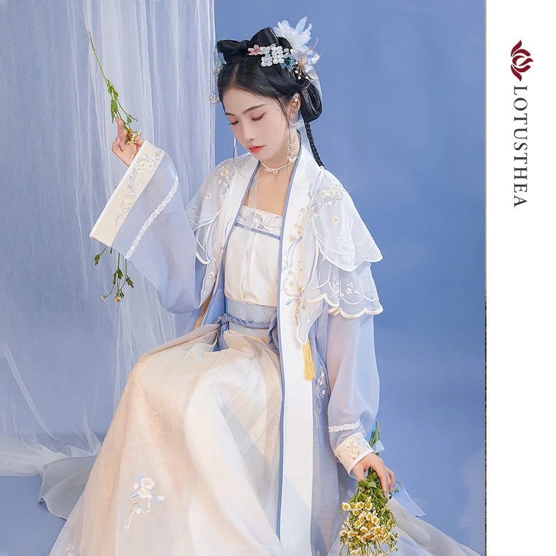 【青青专场】汉尚华莲眠風宋制原创汉服齐腰褶裙直领对襟长衫披肩
