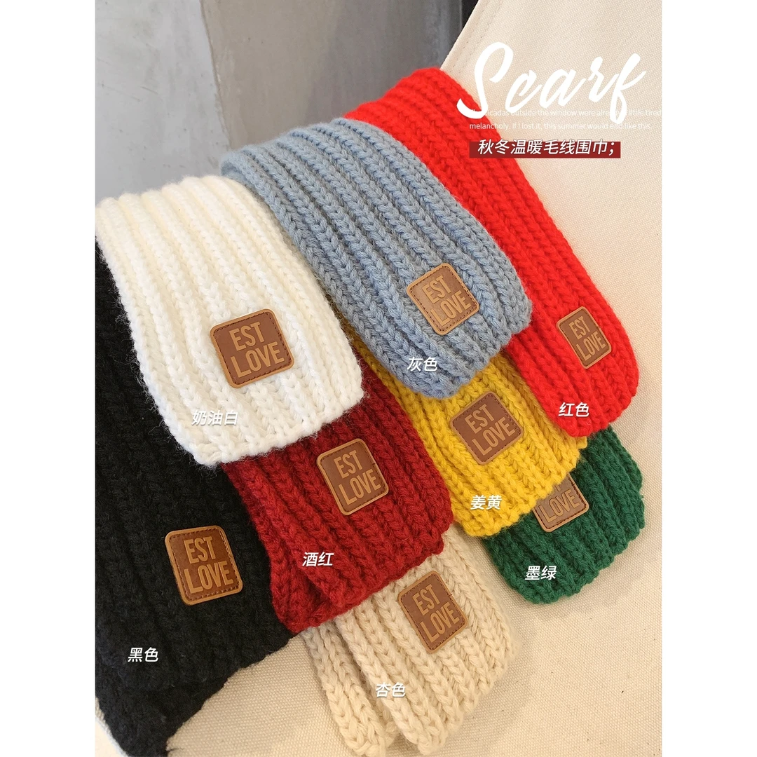 【图图的商店】冬装新款针织儿童保暖围巾宝宝贴标围脖女童温暖ol