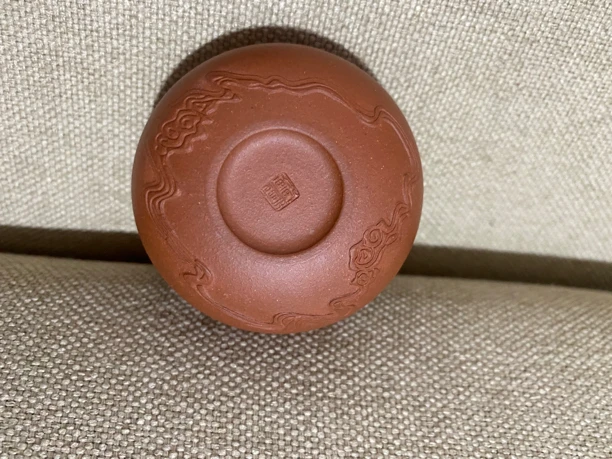原矿红皮龙客杯茶具主人杯浮雕红泥品茗杯